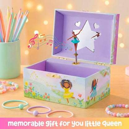 Giggle & Honey® Musical Ballerina Jewelry Box for Girls | Music Boxes for Little Girls, Toddler Jewelry Box for 4 Year Old Kids, Toys for Toddlers, Birthday Gifts for Kids 5-9 Years - style: Little Queen