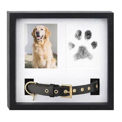 Dog Collar Memorial Frame, Paw Print Kit for Dogs, Memorial Gifts for Loss of Dog with Collar Holder, Pet Sympathy Remembrance Gift - size: Paw Print