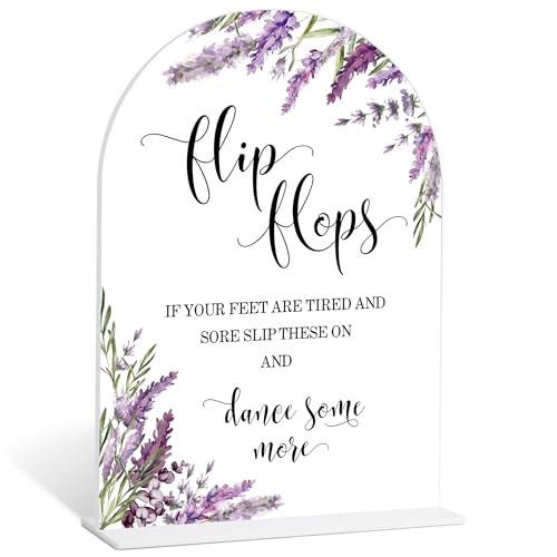 Wedding Flip Flops Sign, Lavender Bridal Shower Decorations, Engagement Party Decor, Centerpieces for Tables, Acrylic Table Signs with Base for Wedding Reception and Bridal Party Decor, 2C - color: Wedding Flip Flops Sign-29