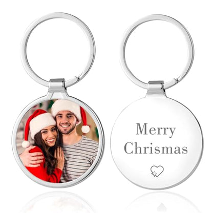Custom Keychain with Picture, Personalized Photo Key Chain Gifts for Men | Stainless Steel, Double-sided Customized Text, Logo, Personalized Gifts for Boyfriend, Dad, Father's Day, Valentine’s Day - color: W -Christmas Keychain