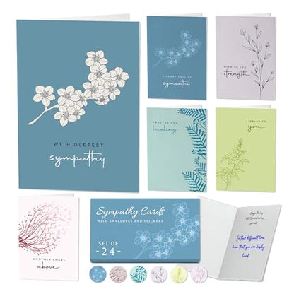 24 Box of Sympathy Cards with Envelopes - 4×6", 300 GSM - color: Monochrome