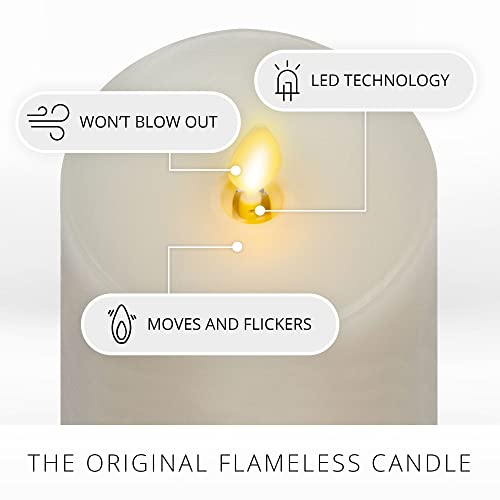 Luminara Realistic Flameless LED Candle White Set of 3, Battery Operated with Remote Control, Moving Flame Pillar Timer Funtion Melted Top Safe - color: White