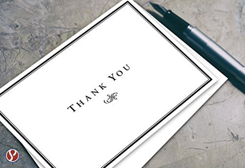 Thank You Cards For Small Business, Bulk Set of 25, 5x7" Folding Greetings, Ships Flat, Blank Inside + Envelopes - Elegant Design Note Card For Weddings, Bridal, Baby Shower, Graduation