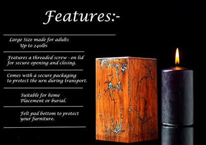 Engraving Wooden Urn - Amazing Epoxy Resin Design Urn Keepsake - Professional Wooden Urns for Human Ashes Adult - Burial-Cremation Urns - Funeral Urn. (8" x 4.75" x 4.75") - color: 8" x 4.75" x 4.75"