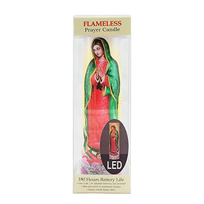Virgin of Guadalupe Flameless LED Prayer Candle, Unique Religious Decoration, Gift Idea for Mothers Day, Birthday, or Any Holiday 8.2 Inches - style: Virgin of Guadalupe