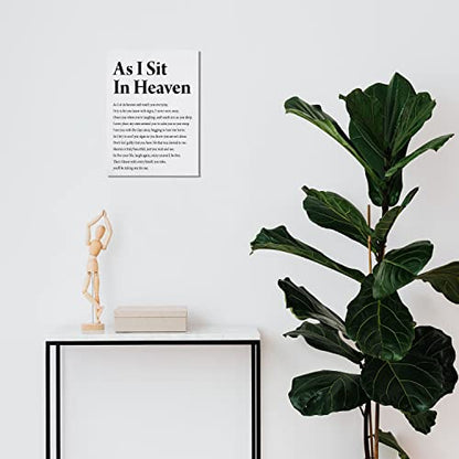 BIWSHA Memorial Gifts For Grieving Friends, Sympathy Memorial Grief Gift, Loss Of Mom Sister Brother Farther Gift For Friend, Funeral Decorations As I Sit In Heaven Canvas Wall Art 11x14 Inches