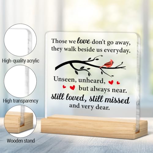 Sympathy Condolence Grieving Keepsake Memorial Gifts for Loss of Mom Dad | in Memory of Loved One Gifts, Those We Love Don't Go Away Acrylic Plaque Sign - color: Sympathy-b