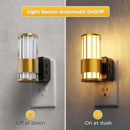 L LOHAS LED Night Light, Night Lights Plug into Wall, 2 Pack 10-Color RGB - color: Gold Ring-Stripe RGB, size: 2 Pack