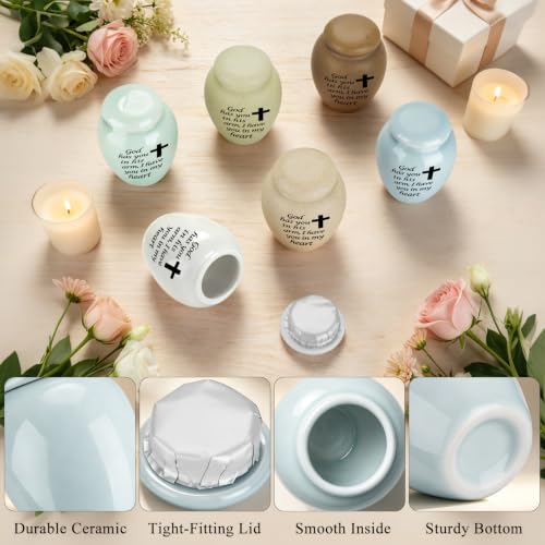 SOITIS Set of 6 Small Urns for Human Ashes Ceramic Mini Urns for Ashes | Decorative Urns Memorial Keepsake Urn Sharing Urns Tiny Urn for Ashes