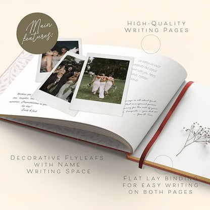 Est. 2026 Elegant Guest Book with 100 Blank Pages — Linen Gold-Foiled Guestbook to Sign for Special Events: Wedding, Baby Shower, Birthday Party — Hardcover Guest Book to Insert Photos & Polaroids - color: Terracotta, size: Est. 2026