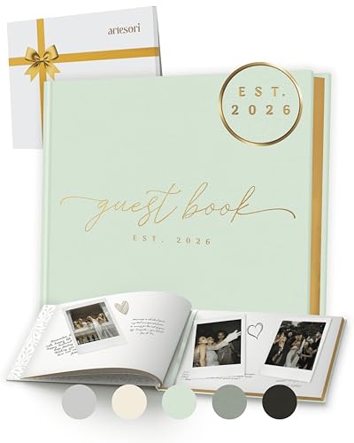 Personalized 2026 Wedding Guest Book for Reception — Mint Guestbook to Sign in, Elegant Baby Shower Guest Book for Party & Birthday — Photo & Polaroid Guest Book for Wedding & Bridal Shower - color: Mint, size: Est. 2026