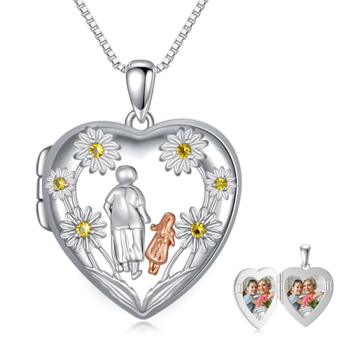 Urn Necklaces for Ashes 925 Sterling Silver Cremation Necklace Ash Pendant Memorial Jewelry Keepsake Gifts for Women - style: 3-Grandmother and Granddaughter