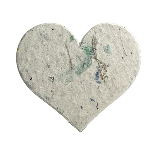 Of The Earth Handmade Paper - Wildflower Seed Paper Large Hearts - Recycled Flower Petals - Set of 24 (47s Junk Mail Lotka) - color: 47s Junk Mail Lotka