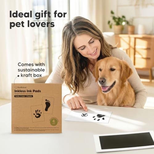 4pk Inkless Paw Print Kit for Dogs, Cats, Pets Ink Pads (Jet Black, Combo) - color: Jet Black, size: 4-Pack, Combo (2 Regular + 2 Large)