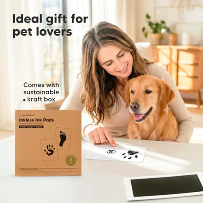 4pk Inkless Paw Print Kit for Dogs, Cats, Pets Ink Pads (Jet Black, Combo) - color: Jet Black, size: 4-Pack, Combo (2 Regular + 2 Large)