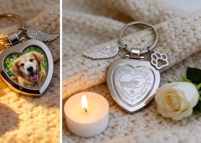 Pet Memorial Keychain for Dog or Cat, Magnetic Photo Locket Sympathy | Unique Hand-in-Hand Heart Design with Meaningful Wording,High-Quality Magnetic Cover,Pet Memorial Gift for Loss of Dog or Cat