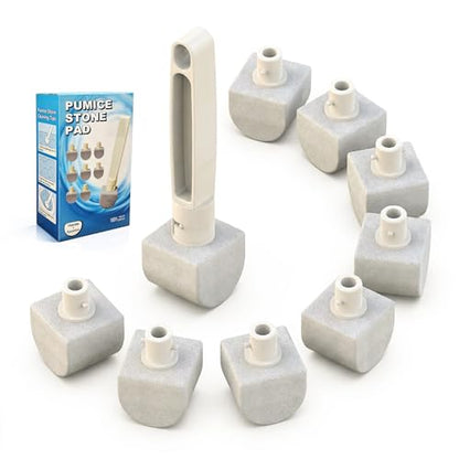 Pumice Stone Toilet Bowl Cleaner – 8 Refills for Hard Water & Limescale - color: White+grey