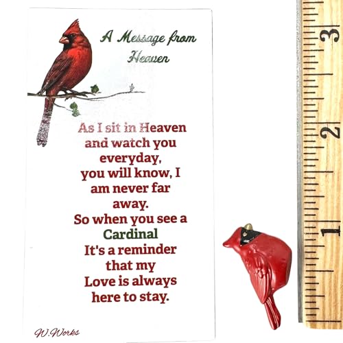 Cardinal Charm Set Mini Resin Hand Painted Pocket Trinket Message | Refrigerator Magnet, Sympathy Keepsake Gift For Loss Of Loved One, Remembrance