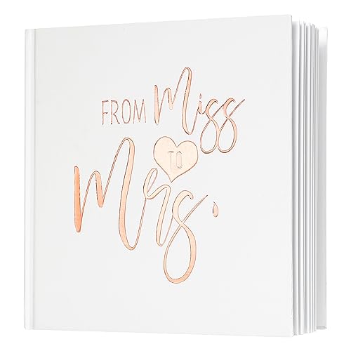 Calculs Rose Gold Bachelorette Party Sign in Book Bridal Shower Guest Book 'from Miss to mrs' Picture Book Polaroid Blank Pages for Instant Film 8.5” Square White Cover Rose Gold Foil Stamping - style: French