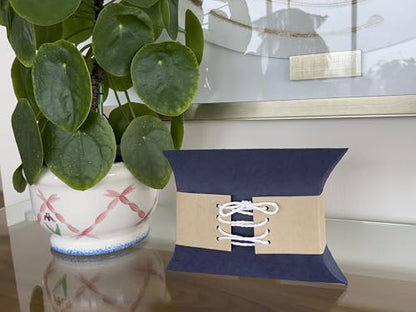 Biodegradable & Water Soluble Pillow Urn for Human + Pet Ashes | Eco-Friendly Memorial (40 Cubic inches) - Navy Blue & Beige