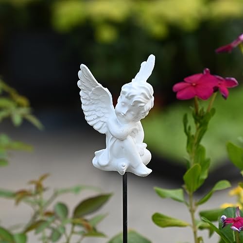 OwMell Set of 2 Decorative Angel Garden Stakes, Angel Memorial Garden Decor - style: Cherubs