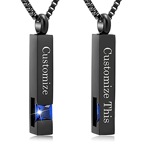 XSMZB Crystal Bar Cremation Urn Jewelry for Ashes Birthstone Cube Memorial Urn Necklace for Women Men Funeral Ashes Keepsake Pendant - color: Customize