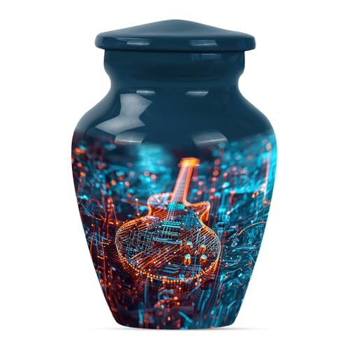 Guitar Urn - Pack of 1 - Decorative Urns - Cremation Urns for Adults Male & Female - Small Ashes Keepsake for Sister - Memorial Burial Urn - Small Keepsake Urn for Mom & Dad Ashes, Blue - color: Guitar Urn-10, size: 3 inch Keepsake 1PC