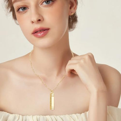 abooxiu Urn Necklace for Ashes Memorial Cremation Jewelry for Ashes Stainless Steel Ashes Jewelry Cube Ashes Necklace Bar Urn Pendant for Women Men - style: With Me Always-Gold