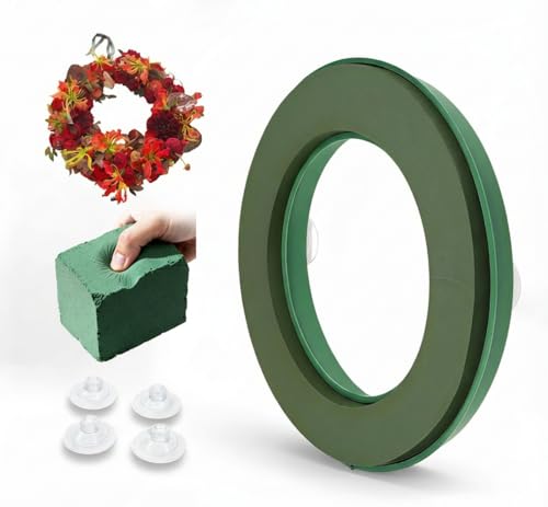 Fruvalin 11-Inch High-Density Oasis Floral Foam Wreath Base, Wet Ring for Excellent Water Retention, For Wedding, Car, Birthday, Holiday & Commemorative, Home Decor, DIY Floral Classes and Florist Use