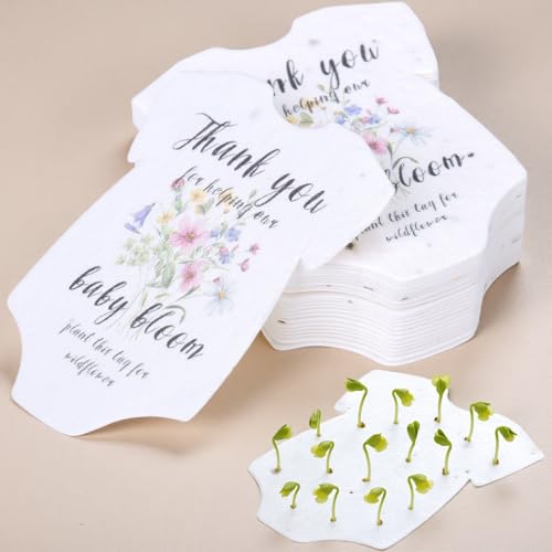 BuggyBeds Plantable Seed Paper Greeting Cards with Wildflower Seeds, 24 Pack, for Bridal Shower, Wedding, Birthday, Garden Gifts