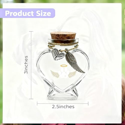 Pet Memorial Bottle for Dog or Cat Hair,Fur Keepsake for Pet Loss | Heart-Shaped Glass Memorial Keepsake for Pet Hair, Cat Memorial Gift with Sympathy Card, Dog Fur Keepsake, Pet Memorial Urn