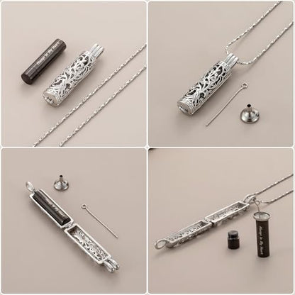 Cylinder Urn Necklace Crystal Tree of Life Cremation Jewelry Pendant for Women Men Vial Cremation Ash Pendant Loved One Memorial Jewelry with Mini Keepsake Urn Ash - Always In My Heart - color: Silver-Black-Always In My Heart