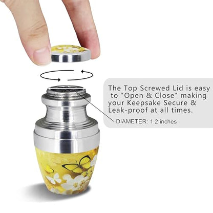 M MEILINXU Yellow Butterfly Mini Urns for Human Ashes, Small Keepsake Urn - color: Yellow, size: Small / Keepsake
