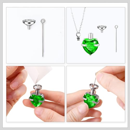 Shimeyao Set of 8 Small Urns for Human Ashes Cremation Urns Keepsake Ash Holders Family Tree Memorial Heart Locket Waterproof for Adults Women Men Loved Ones(Light Green) - color: Light Green