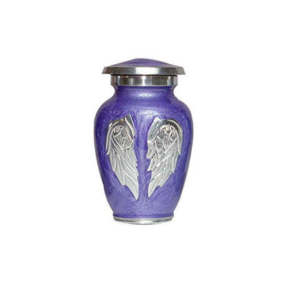 Lilac Angel Wings Funeral Cremation Keepsake Urn with Velvet Bag (Lilac, Small) - color: Lilac, size: Small