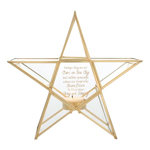 Pavilion Gift Company- in The Sky - 8.75" Gold Star Shaped Tealight Holder Tealight Candle Memorial Bereavement Remembrance Funeral Tribute Home Decor