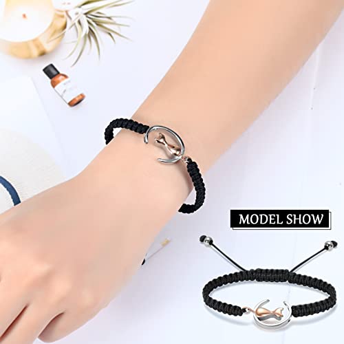 constantlife Cat Cremation Urn Bracelet for Pet Ashes Handmade Braided Rope Adjustable Bangle Stainless Steel Urn Bangle Memorial Jewelry - color: Customize