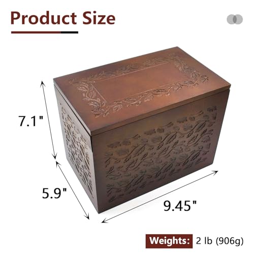 Cremation Urn Adult Human Ashes, Wooden Tree of Life, Brown | Holds up to 250 lbs, Urns Box and Casket for Men Women, Dimensions: 9.45"(L) x 5.9"(W) x 7.1"(H) - color: Vin