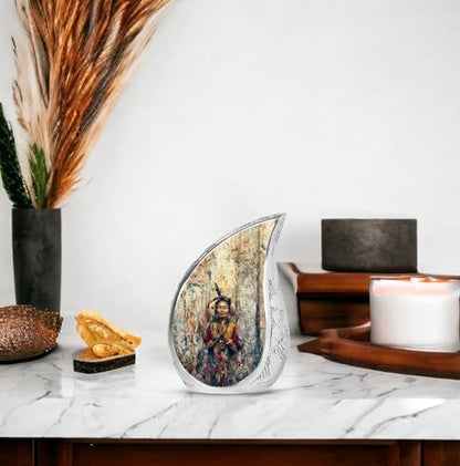 Native American Urn - Tear Drop Urns for Ashes - Urns for Ashes Adult Female - Burial Urns for Human Ashes Adult Male - Cremation Companion Urns (3 inch Pack of 1) - size: Keepsake-1