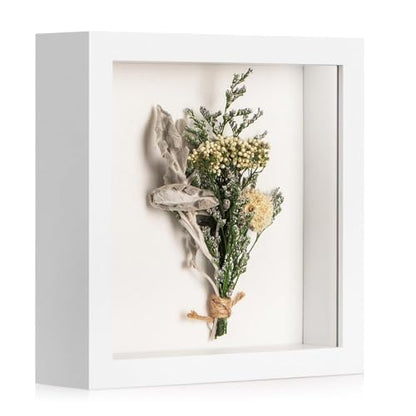 6x6 Small Shadow Box Frame with Ultra-Clear Glass & Soft Linen Back - color: White+high Definition Panel + Shatter-proof Packaging, size: 6x6