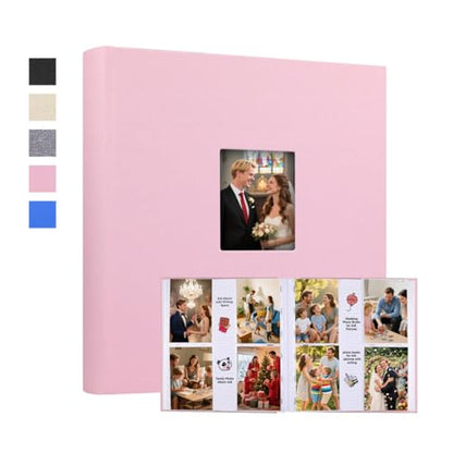 Photo Album 4x6 Vertical 600 Photos with Writing Space, Pink - color: Pink