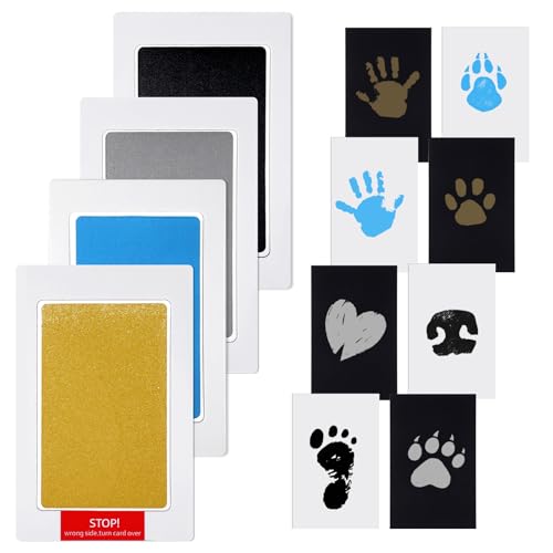 4 Packs Inkless Hand and Footprint Kit Mess Free Paw Print Kit for Dogs & Cats Clean Touch Ink Pad for Pet Nose & Paw Dog Mom New Mom Gifts(Multicolor)