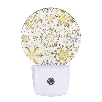 Christmas Holiday Night Light White Golden Snowflakes Stars Plug-in Nightlight Energy Saving 0.5W LED Lighting for Boys Girls Men Women - color: Golden Snowflakes