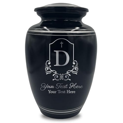 Custom Extra Large Human Cremation Urn Traditional Style Metal Urn For Ashes and Remains- Headstone Shape 3 - Polished Silver Rim - color: Headstone Shape 3, size: Polished Silver Rim