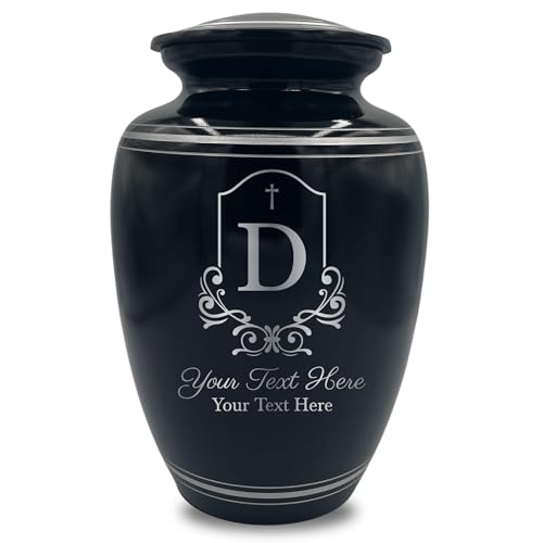 Custom Extra Large Human Cremation Urn Traditional Style Metal Urn For Ashes and Remains- Headstone Shape 3 - Polished Silver Rim - color: Headstone Shape 3, size: Polished Silver Rim