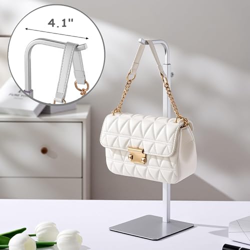 Adjustable Tabletop Purse & Banner Display Stand, Silver | Multi-use tabletop rack holds handbags, birthday banners, lanterns and wreaths for home, parties or retail. - color: Silver