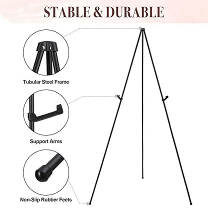 Easel Stand for Wedding Sign & Poster 63'' Easels for Display Portable Art Easel for Floor Adjustable Metal Easel Black 3 Pack - style: Black 3 Pack