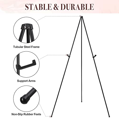 Easel Stand for Wedding Sign & Poster 63'' Easels for Display Portable Art Easel for Floor Adjustable Metal Easel Black 2 Pack - style: Black 2 Pack