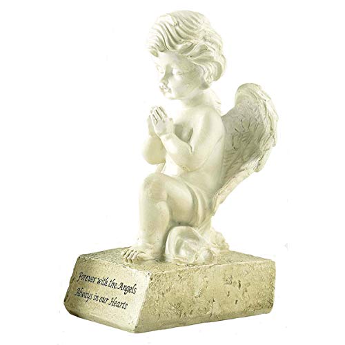 Memorial Angel Statue, 6.5 Inch Resin Sympathy Cherub Remembrance Decor | Prayerful Accent For Graves, Gardens, Shelves And Tribute Spaces - size: 6.5