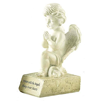 Memorial Angel Statue, 6.5 Inch Resin Sympathy Cherub Remembrance Decor | Prayerful Accent For Graves, Gardens, Shelves And Tribute Spaces - size: 6.5